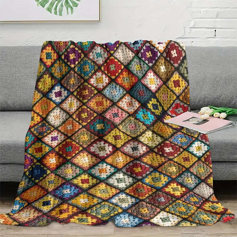 1 Bohemian Floral Print Flannel Blanket 130*150CM