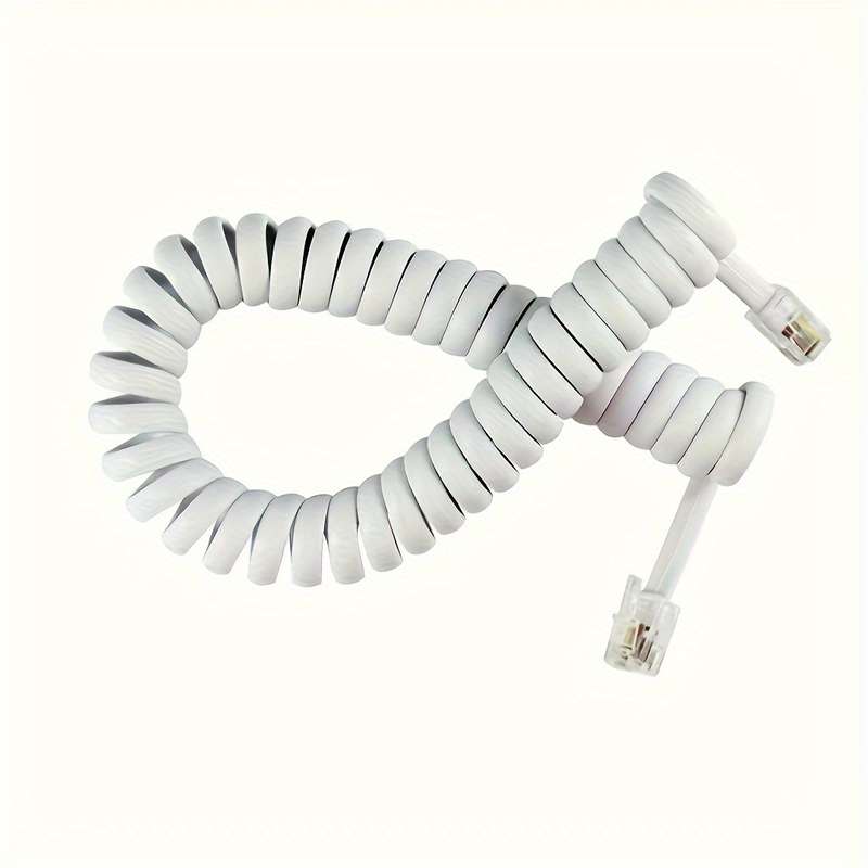 1pc FlexiMax 2-Meter Single-Line Telephone Receiver Coiled Cable 4P4C Connector Durable Plast