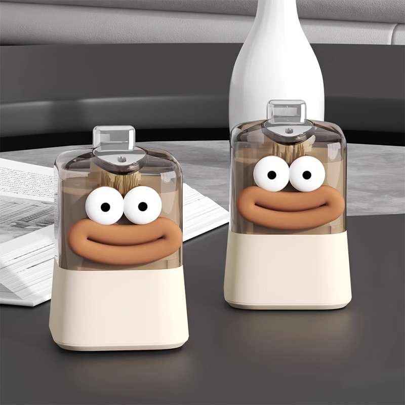 1pc Plastic Automatic Pop-Up Toothpick Dispenser Press-Type Creative and Cute with Fun Carto