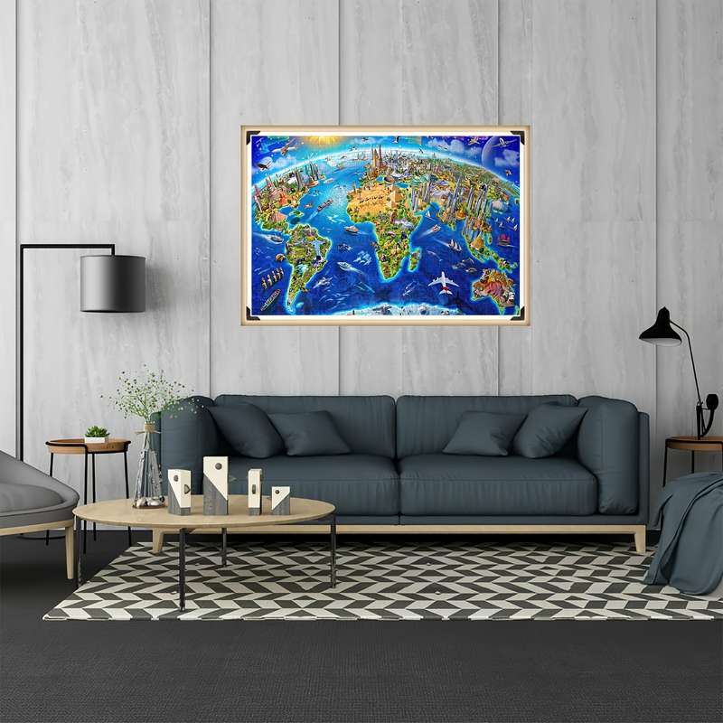 1000pcs World Landmarks Jigsaw Puzzle Large 50.04x70.1cm Dustproof Paper Puzzle Id