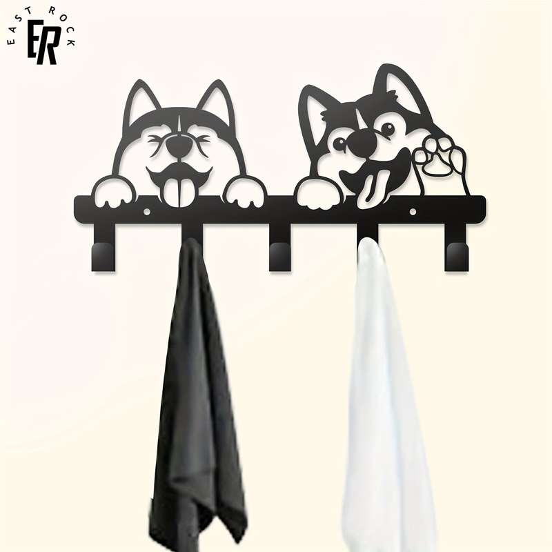 1pc Adorable Metal Dog-Themed Key Holder Rust-Resistant Wall-Mounted Multi-Functional Ho
