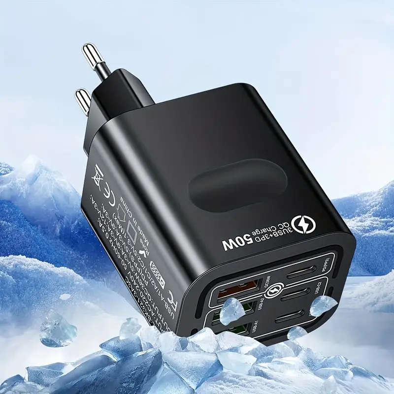1pc USB C Charger Multiple USB C Charge Plug 50W 6 Port USB C Quick Charger for iPhone 15 14 13 12