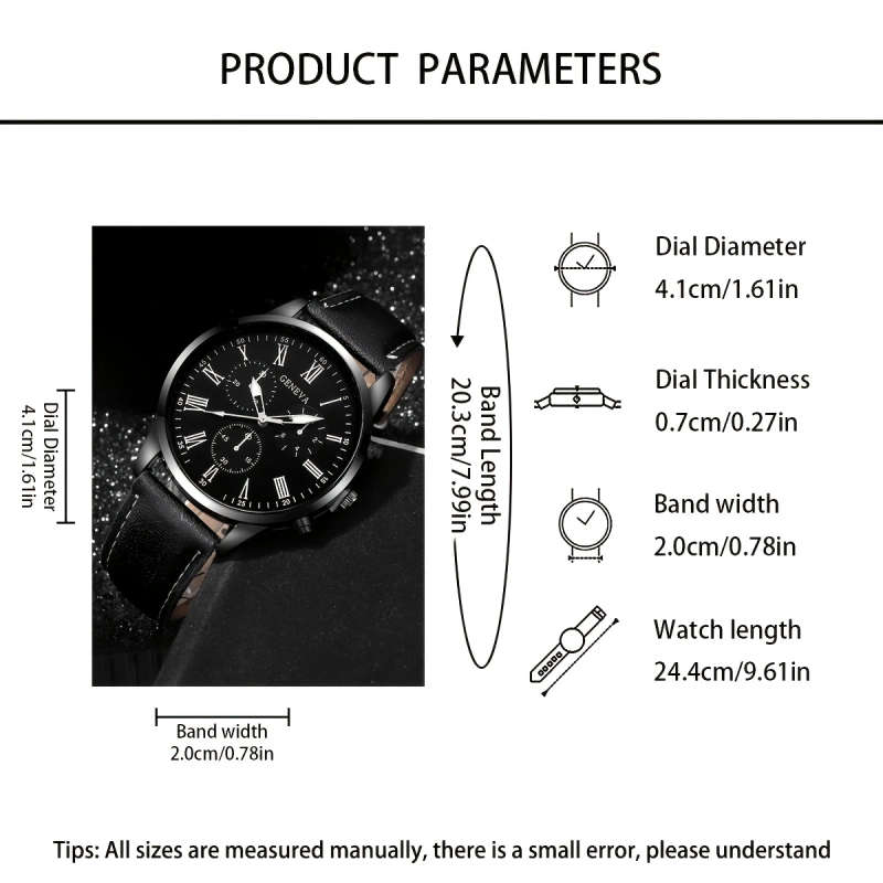 4pcs set Men's and Women's Couple Quartz Watch Set with Magnetic Black and White Love Necklace Simpl