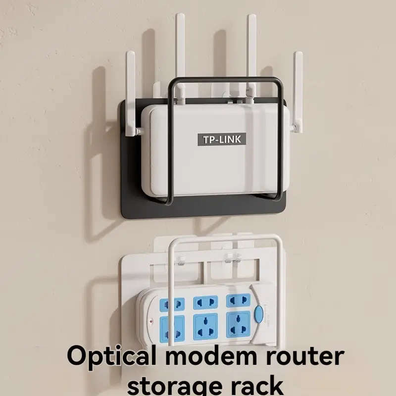 1pc Router Placement Rack Wifi Rack Fixer Wall Mount Set Top Box Punch-Free Storage Box Rack Utility