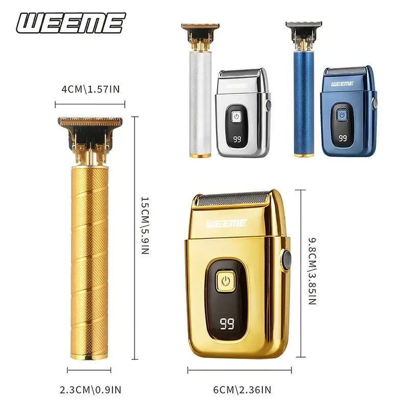 2pcs Professional Cordless Hair Cutting And Shaving Set USB Rechargeable Men'S Hair Clipper Portable