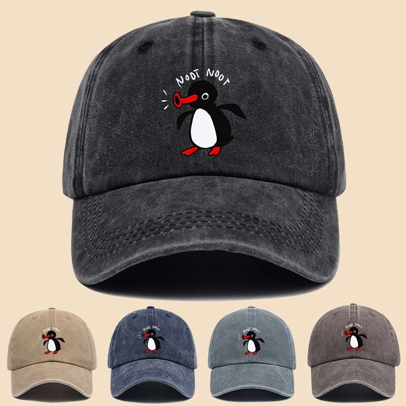 1pc NOOT Baseball Cap with a Unisex Fun Print of Pingu And Pinga a Curved-Brim Hat Suitable for Al