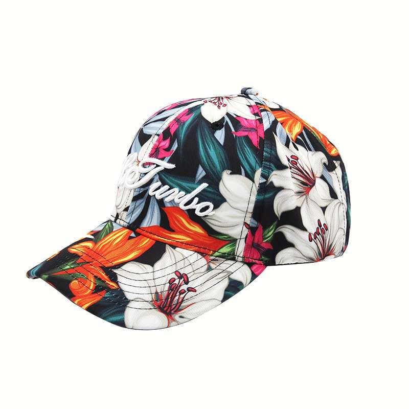 1pc Adjustable Floral Baseball Cap Tropical Leaf and Flower Patterns Lightweight Polyester Sun