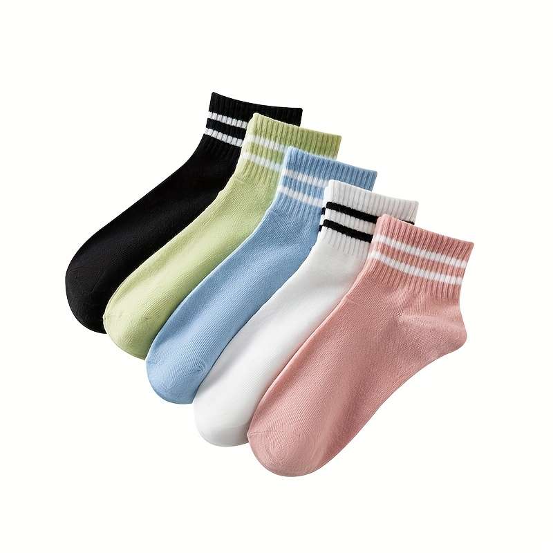 5 Pairs Multicolor Asian One Size High Elastic Socks