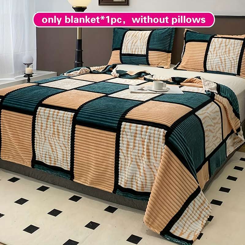 1ps Blanket Color Red Blue Square Grid size 200x230cm