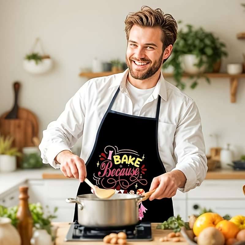 1pc Adjustable Polyester Apron for Women Men "I Bake Because Punching People Is Frowned Upo