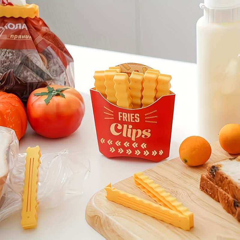 12-Pack Acrylic French Fry Shaped Bag Clips Magnetic Food Bag Sealers for Freshness Kitchen A