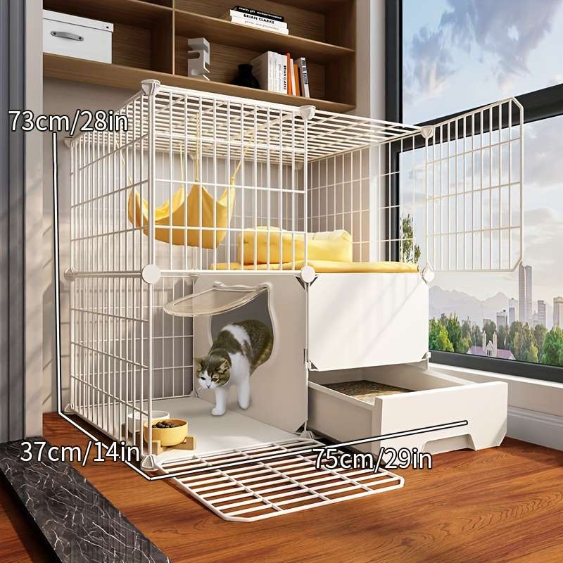 1pc 2-row external litter box Pet Cage