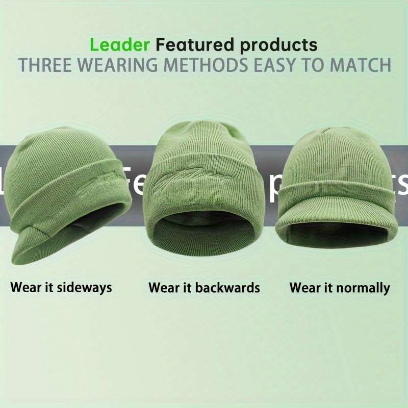 1pc Vintage-Inspired Embroidered Beanie with Brim Perfect for Casual Attire Outdoor Adventures