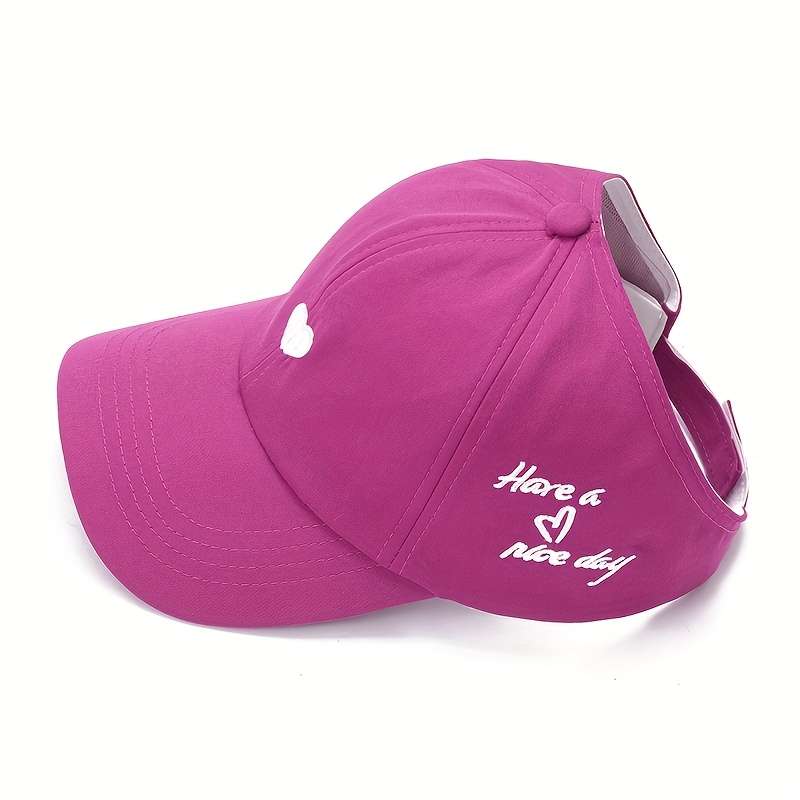 1pc Women's Lightweight Breathable Visor Cap "Have a Nice Day" Ponytail Baseball Hat Sun Protect