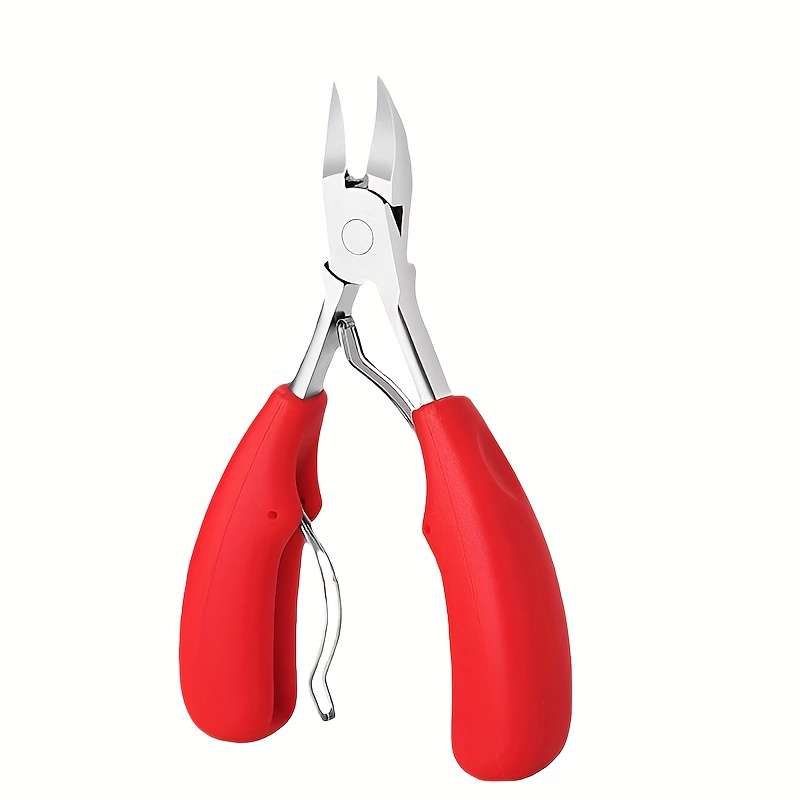 1pc Modern Stainless Steel Eagle Beak Precision Toenail Clippers with Red Silicone Grip Odor-