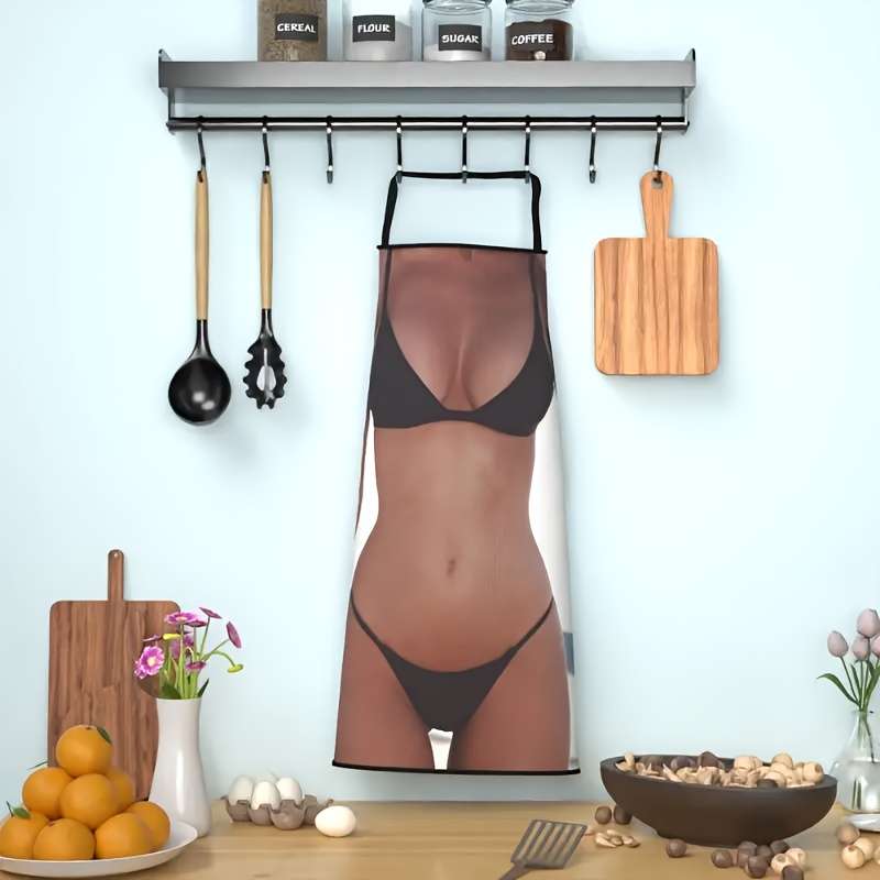 1 Fun Body Print Apron Sexy Bikini Design Durable Polyester 59.94x80.01 cm Ideal for Cook