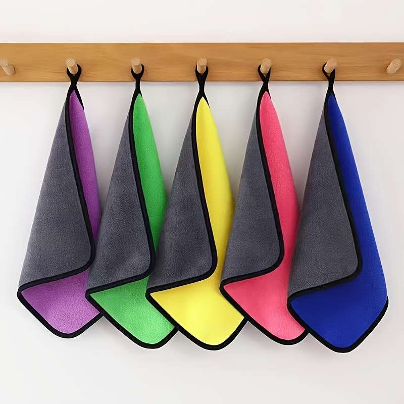 5pcs Super Absorbent Microfiber Dishcloths Non-Shedding Quick-Drying Multi-Purpose Cleaning