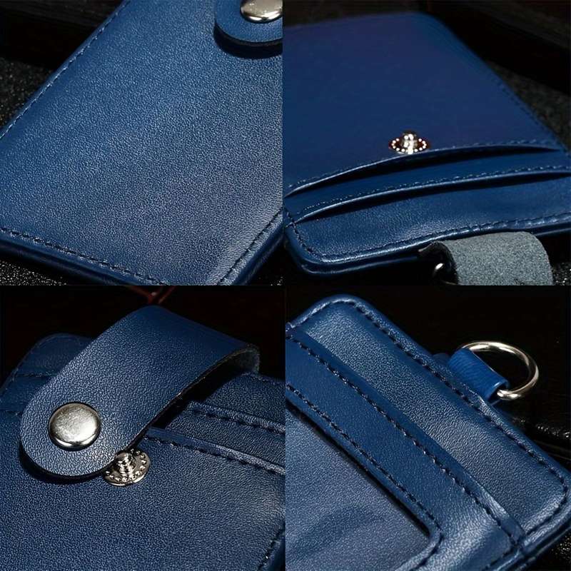 1pc PU Leather Work ID Badge Holder with RFID Block 1 pc Durable ID Card Case with Lanyard Mult