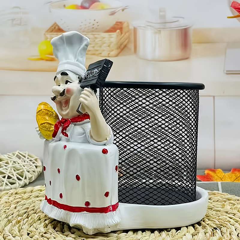 1pc Cartoon Chef Stainless Steel Towel Holder Polished Metal Kitchen Decor with Welcome Sign