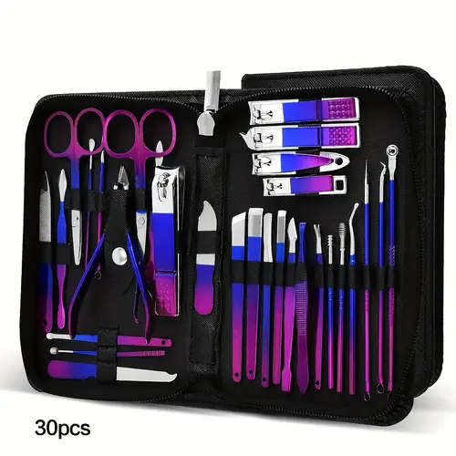 30pcs Stainless Steel Colorful Nail Clippers Set Manicure Tools Package with Home Travel Beauty Care
