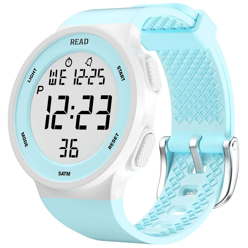 1pc Cute Round Digital Watch Stainless Steel Strap Chronograph High-Resolution LED Ultra HD Display