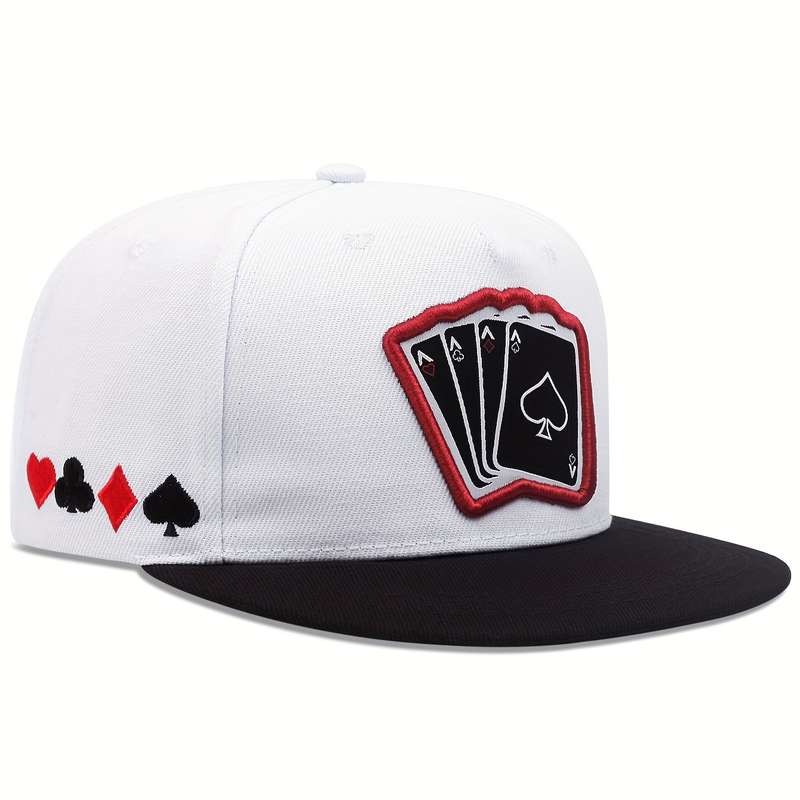 1pc Fashion Snapback Hat with Playing Card Design Breathable Mesh Sun Protection Lightweight fo