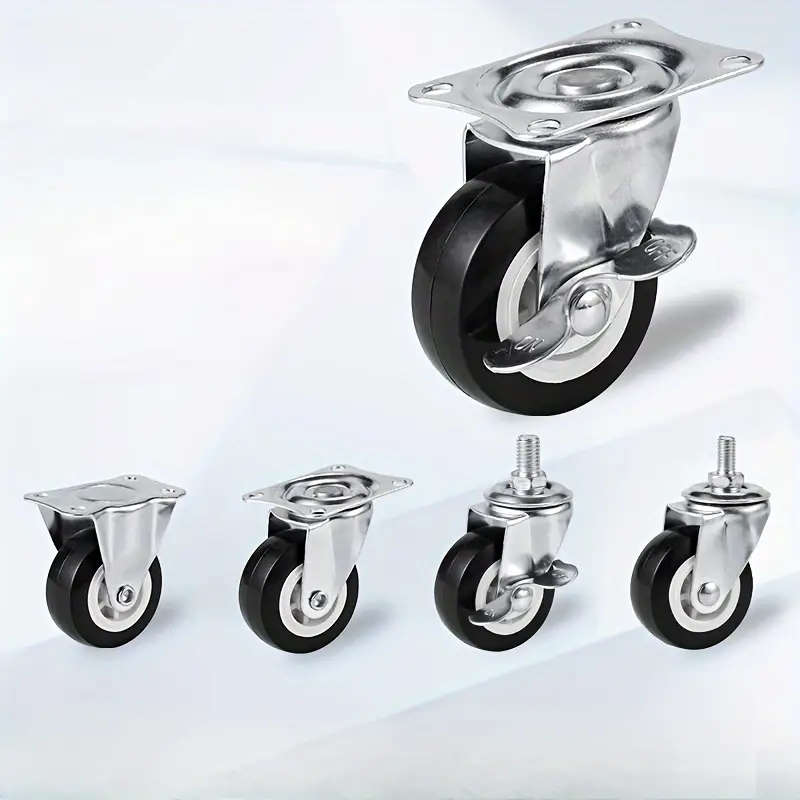 4-Pack Plate Casters Heavy Duty Steel Swivel Casters with Locking Brakes Secure Mobility for Compute