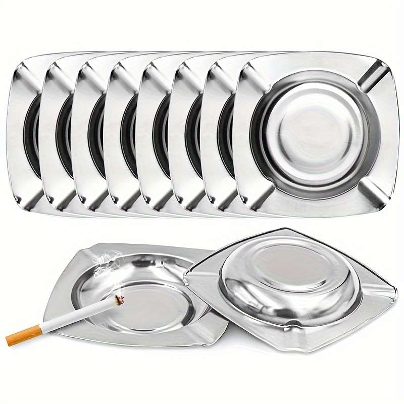 10pcs Stainless Steel Ashtray Set Traditional Square Design for Indoor Outdoor Use Durab