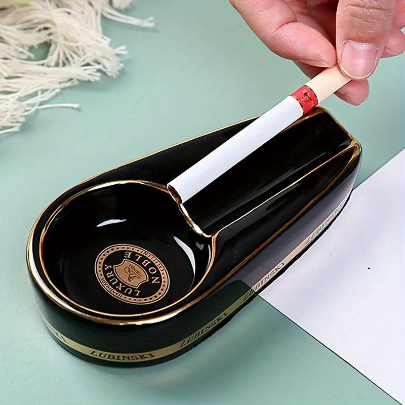 1pc Elegant Ceramic Cigar Ashtray Portable Creative Accessory for Smokers Ideal Living Room De