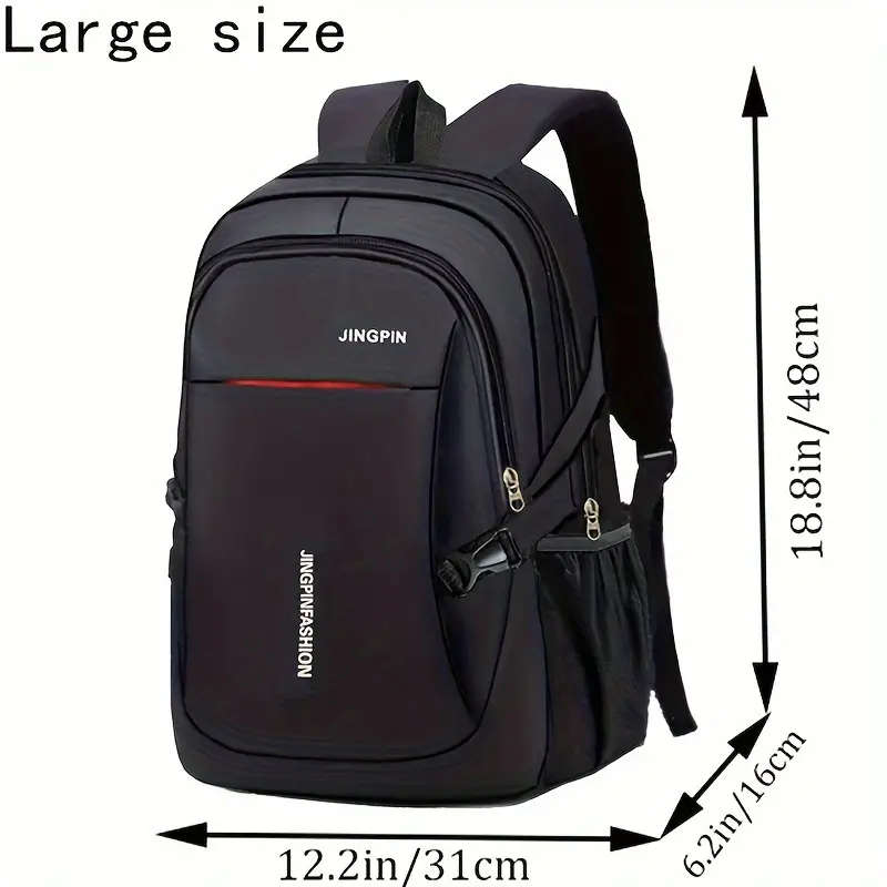 1pc Unisex Casual Nylon Backpack Adjustable Strap Zipper Closure Polyester Lining Tassel Embellishme