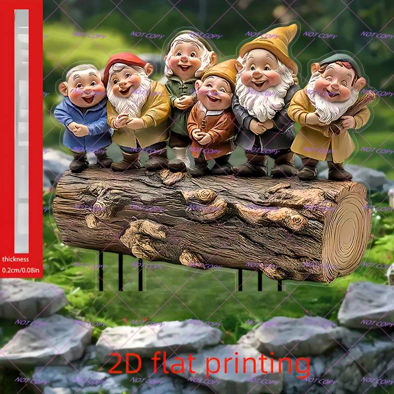 1pc 2D Flat  Printing Hot-Selling Cute Dwarf Garden Decoration Floor Plug-In Suitable for Courtyard