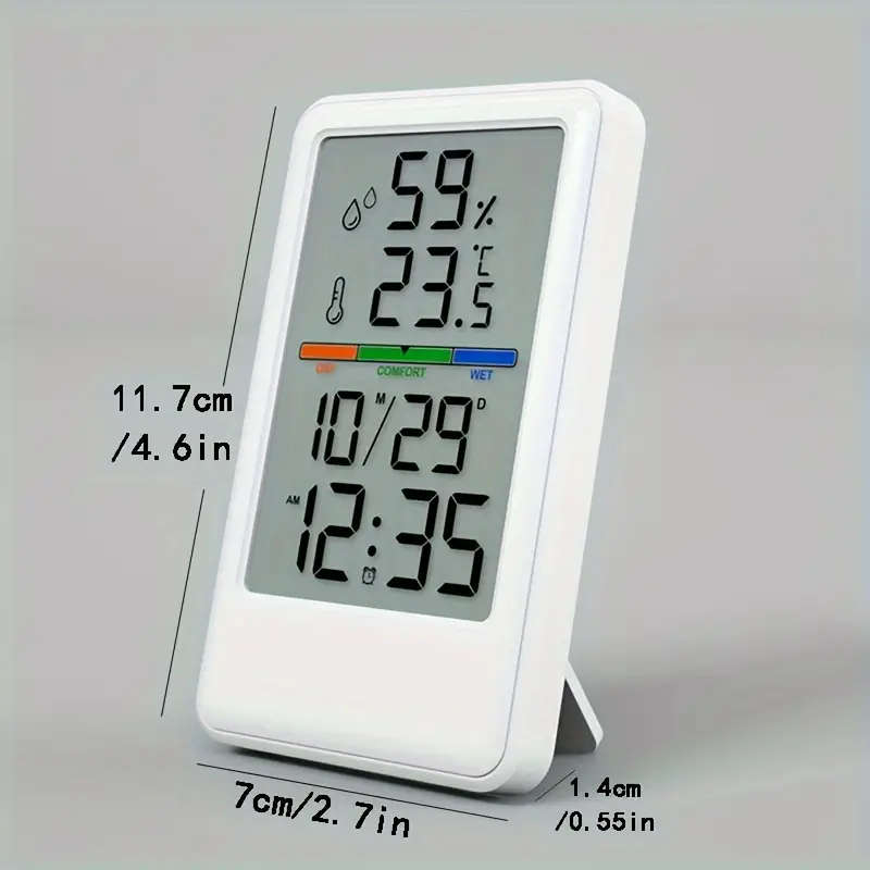 1pc Digital Hygrometer Thermometer Alarm Clock High Precision LCD Climate Indicator With Calibration
