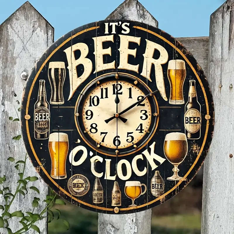 1pc Beer Not Real Clock Aluminum Sign for Room Decoration Wall Decoration Bathroom Decoration Bar De