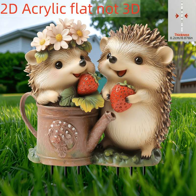 1pc 2D Flat  1 One  Plane Hedgehog Garden Sign Sunshine Catcher Gift Birthday Acrylic Animal Sta