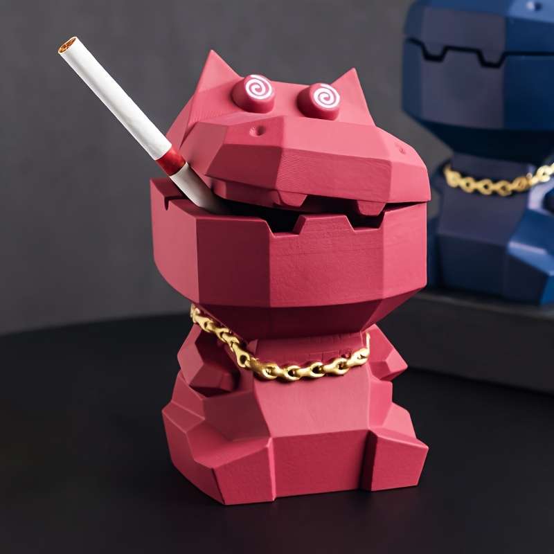 1pc Modern Animal-Shaped Ashtray with Lid Vibrant Color Concrete Stone Design Irregular Shap