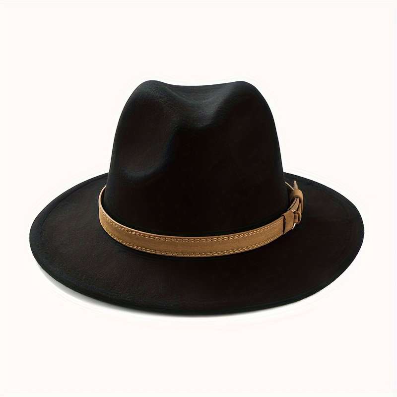 1pc Fashion Retro Top Hat Simple Wide Brim Jazz Hat