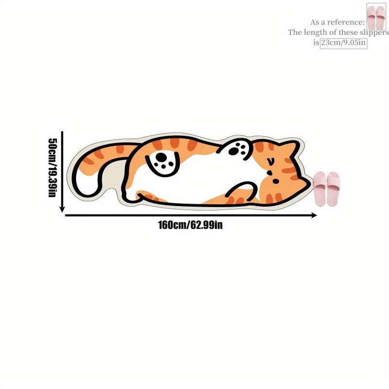 1Pc White edge Of belly cat 50x160cm 19.69x62.99inch Floor Mat