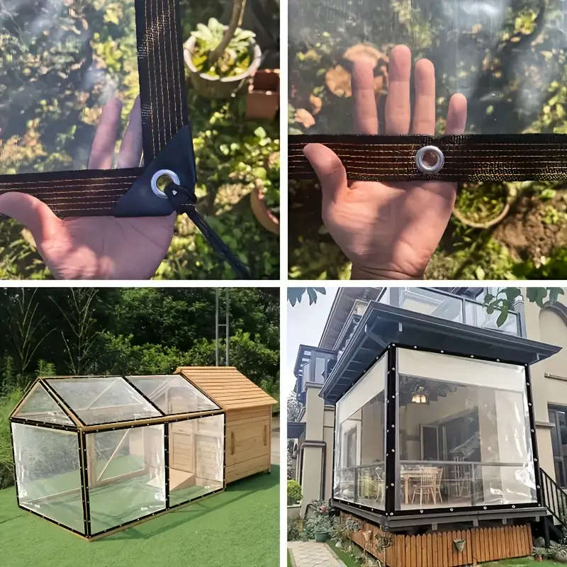 1pc Of Transparent Waterproof Tarpaulin Oilcloth Covering Film With Cable Ring Size 100x200cm