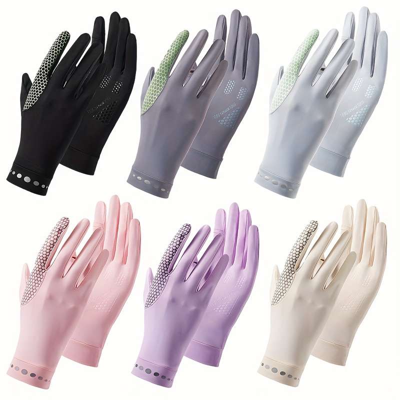 1 Pair Black Darkgray One Size Summer Full Finger Gloves