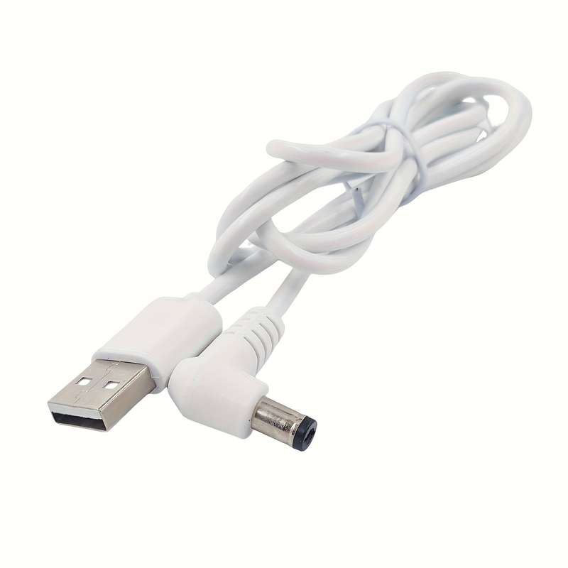 1pc USB 2.0 A Male to DC 5.5x2.1mm Barrel Jack Charging Cable Lightweight Design White 47.3
