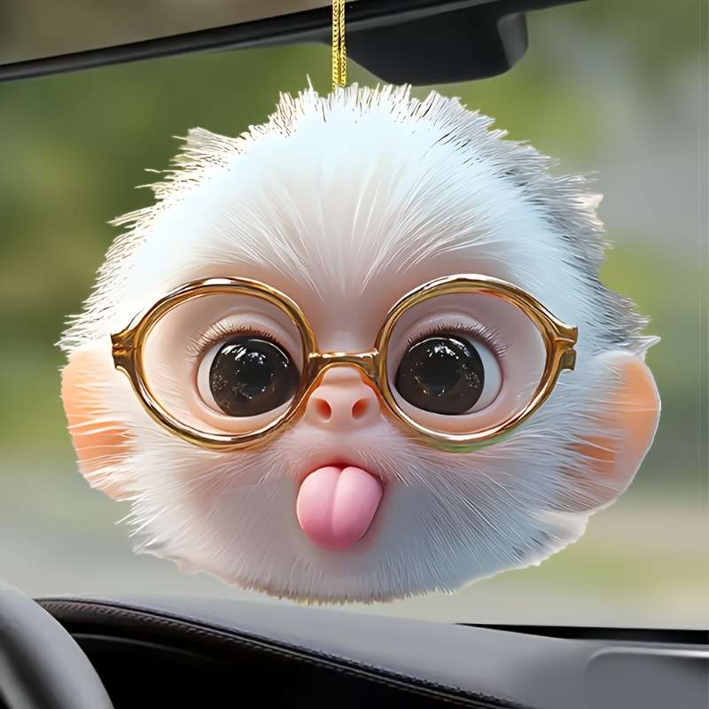 1pc 2D Flat  s  Acrylic Car Hanging Cute Glasses Monkey Cartoon Animal Acrylic Ornament