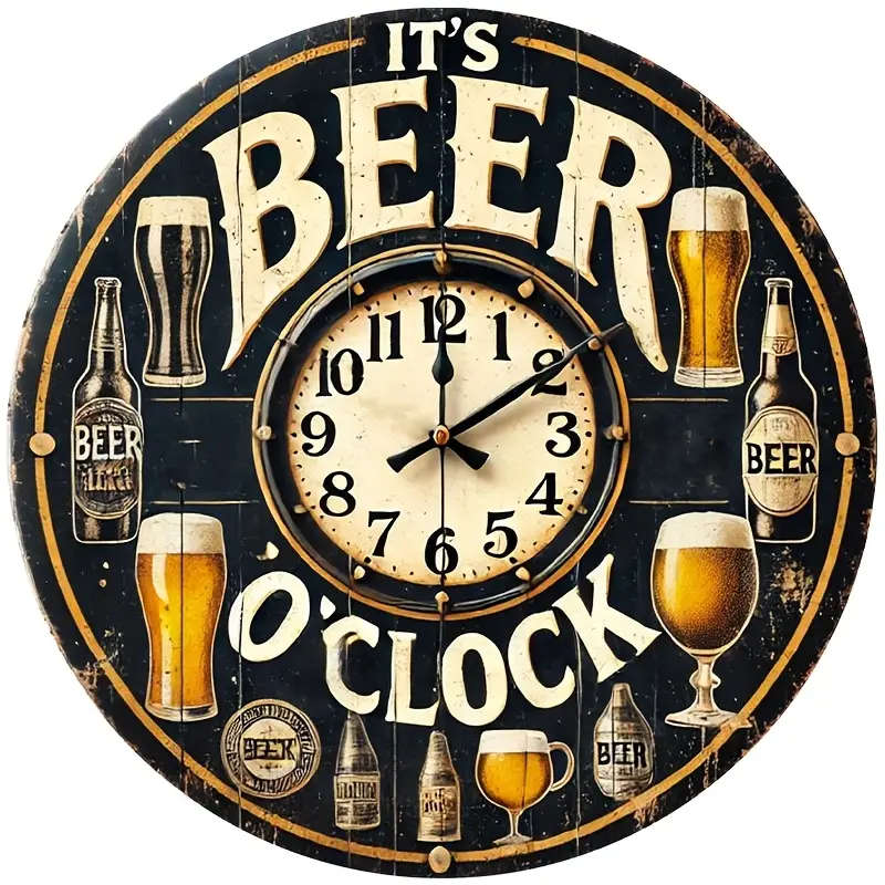 1pc Beer Not Real Clock Aluminum Sign for Room Decoration Wall Decoration Bathroom Decoration Bar De