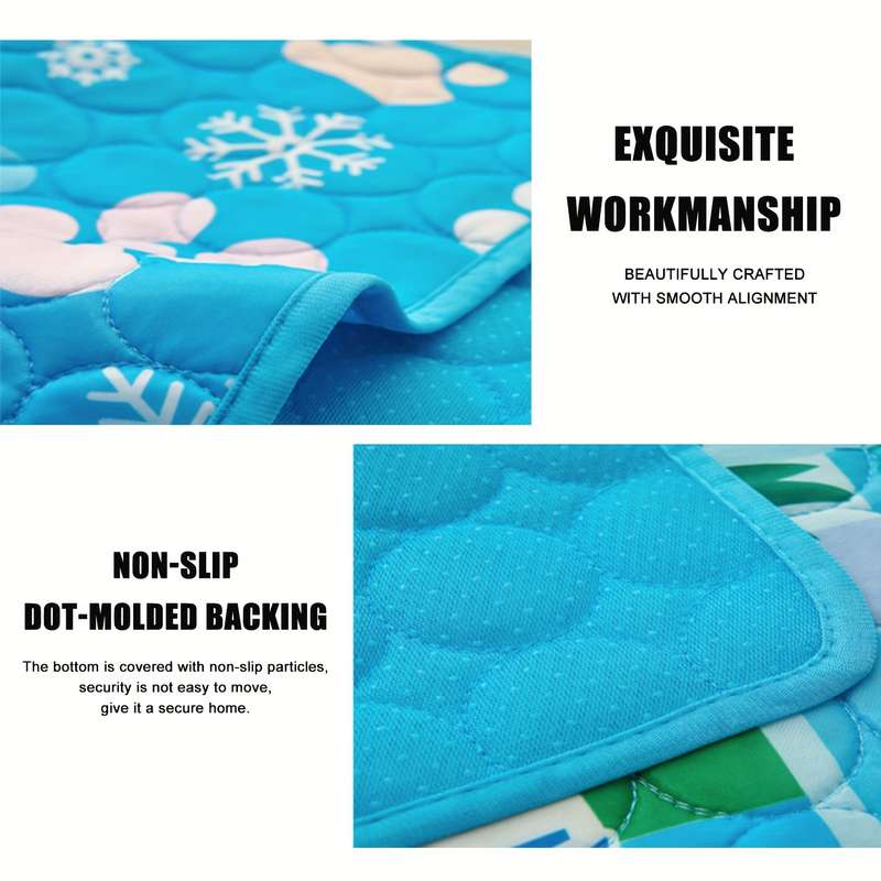 1piece Blue Snowflake Dog Paw Print Cooling Pad