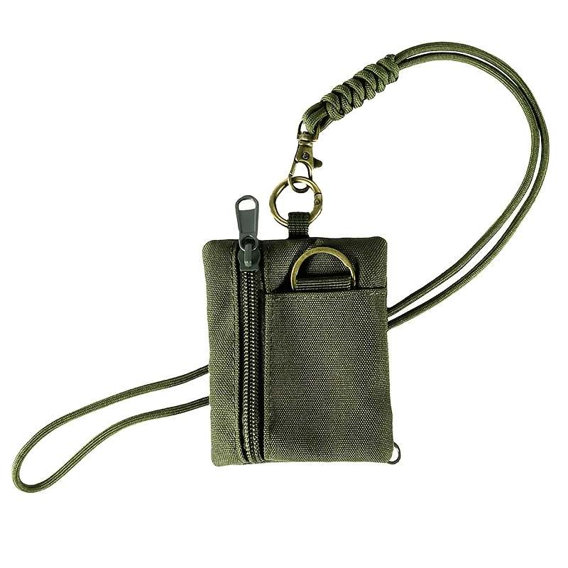 1pc Nylon Casual Style Outdoor Neck Pouch Men's Small Card Holder Coin Purse Key Case with Lan