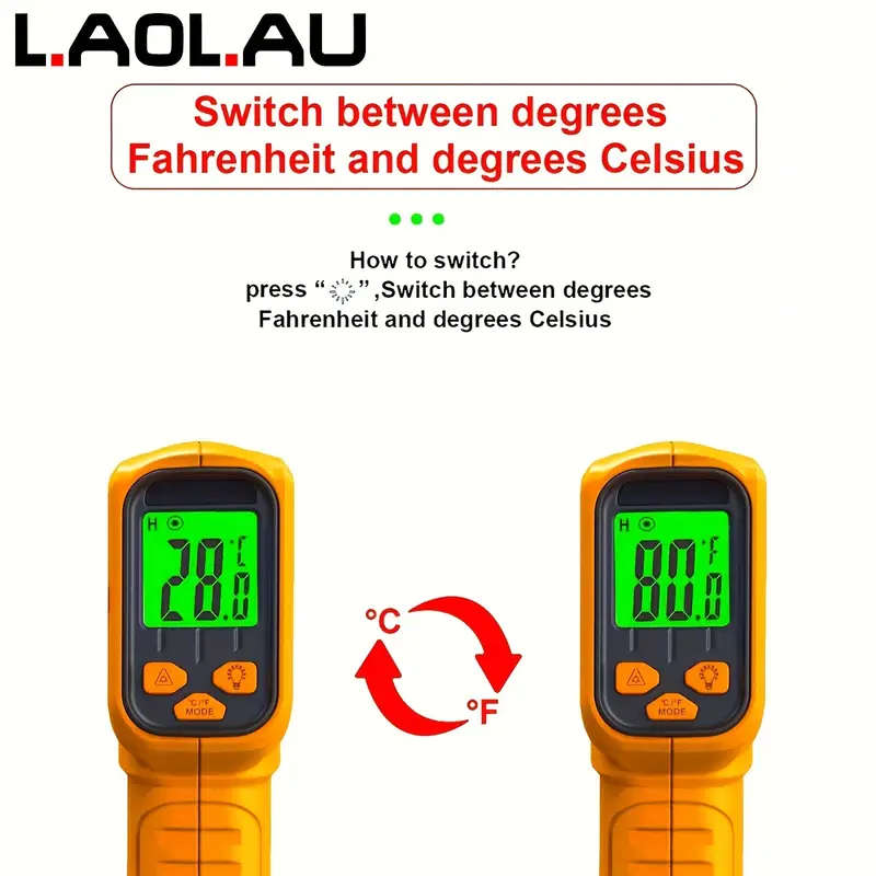 1pc Infrared Thermometer Gun Digital Non-contact IR Laser with Adjustable Emissivity