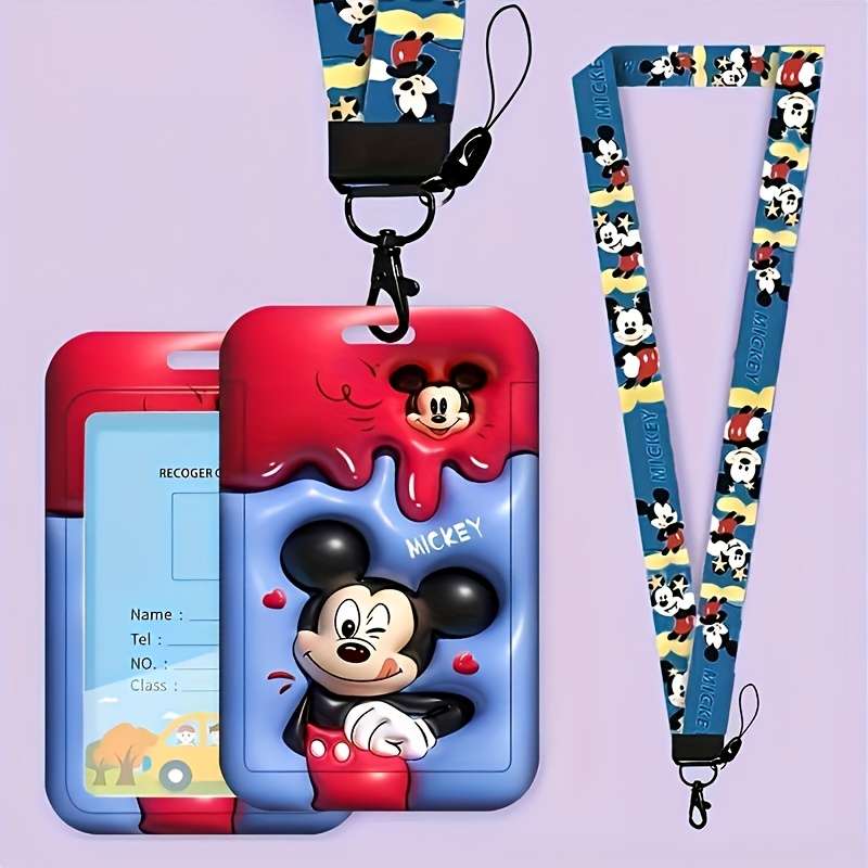 1pc Minnie Card Holder for Students Campus Work ID Mickey and Vinnie Bear Badge Access Control C