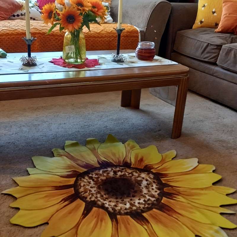 1Pc Yellow 100x100cm 39.39x39.39inch Floor Mat