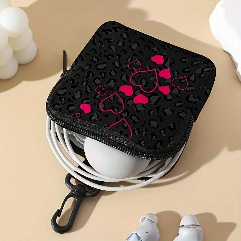 1pc 1-Pack Heart Print Large Capacity Coin Purse with Digital Printing Polyester Multi-Functional