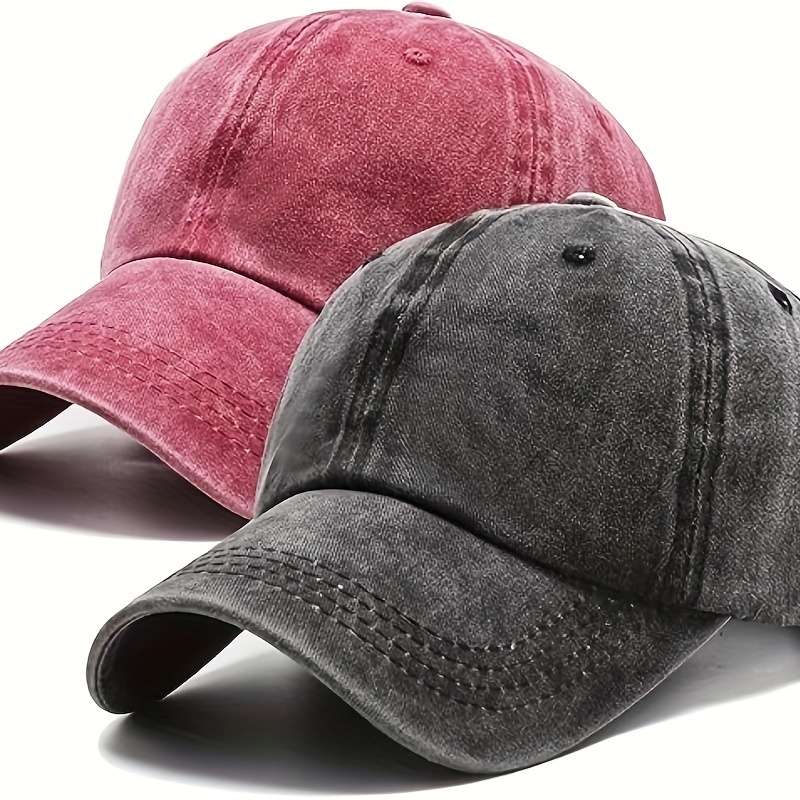 1pc Vintage Washed Denim Baseball Caps 100% Cotton Unisex Adjustable Inelastic Outdoor Sun Sh