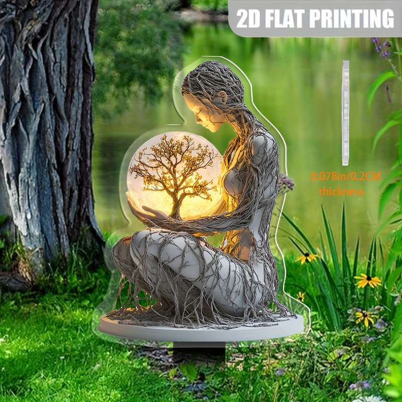 1pc 2D Flat   Forest Goddess Acrylic Garden Sign Windproof and Rainproof Outdoor Decoration